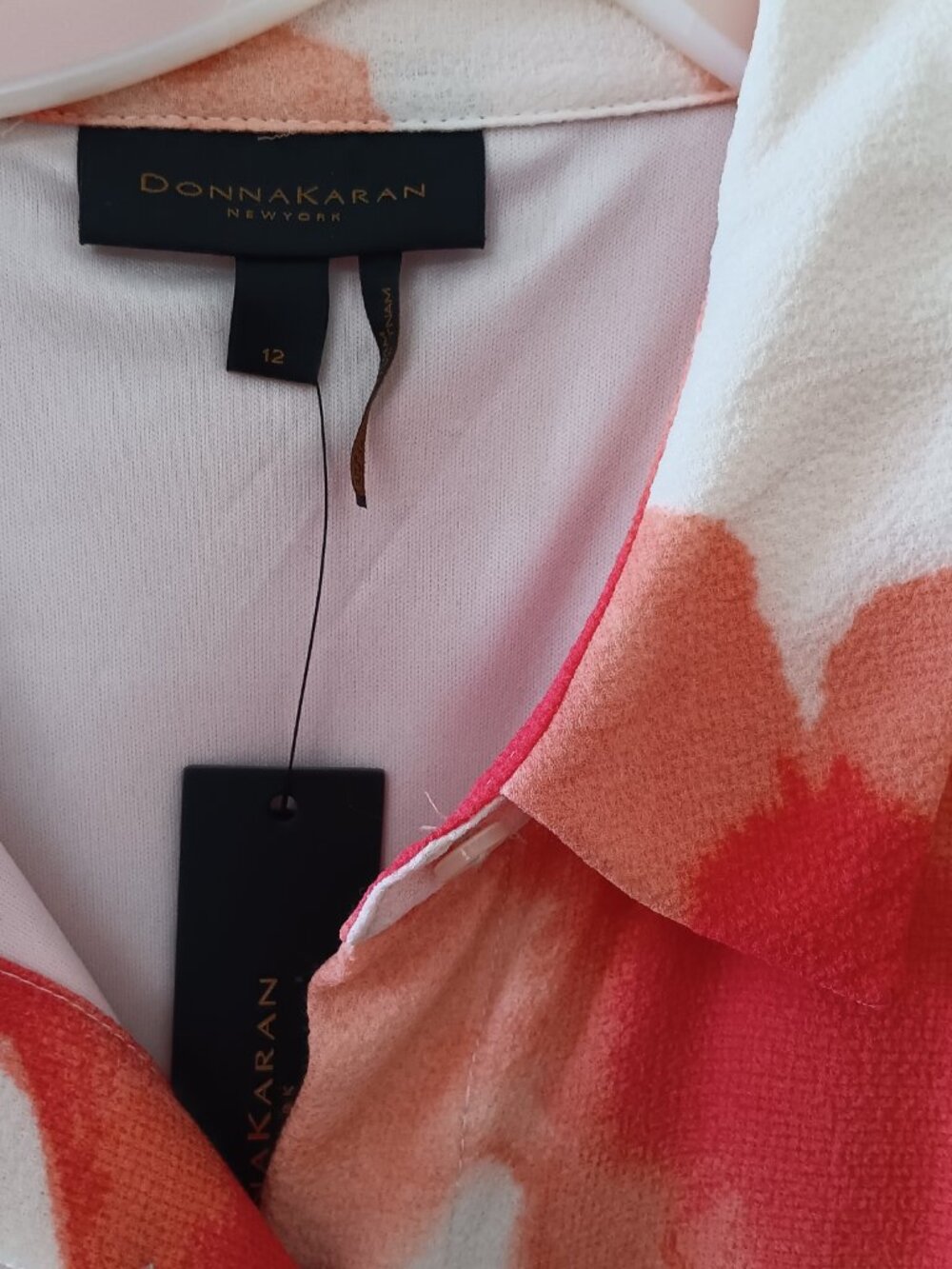 NWT Donna Karan New York Peony Coral & Red Sleeveless Maxi Crepe Dress Size 12 - Picture 7 of 14